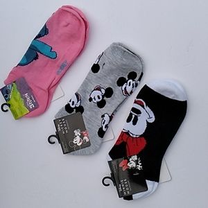 Disney Socks 3 Pair Fits Shoe Size 4-10